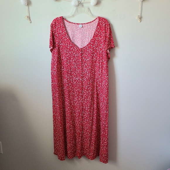 Old Navy Dresses & Skirts - Old Navy Red And White Floral Midi Dress Size XXL
